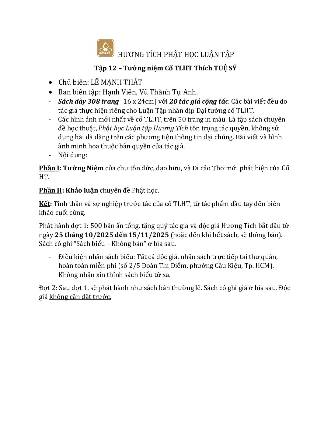 HƯƠNG TÍCH PHẬT HỌC LUẬN TẬP 12 - Hình ảnh 3